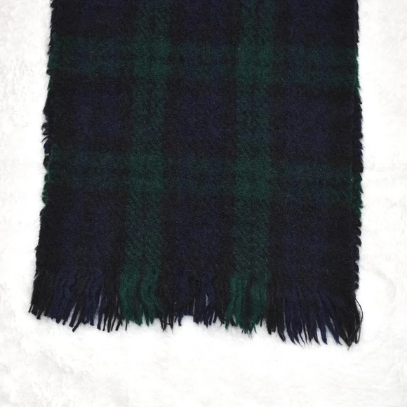 Eddie Bauer Mens Plaid Short Scarf Fringed 100% Wool 48X9 Academia Preppy Vtg - Picture 3 of 6